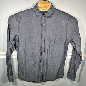 Marine Layer Large Long Sleeve Heather‎ Dark Blue Button Down Lightweight Cotton